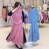 2025 European and American Plus-Size French Print Waist-Cinching Slim Long Dress