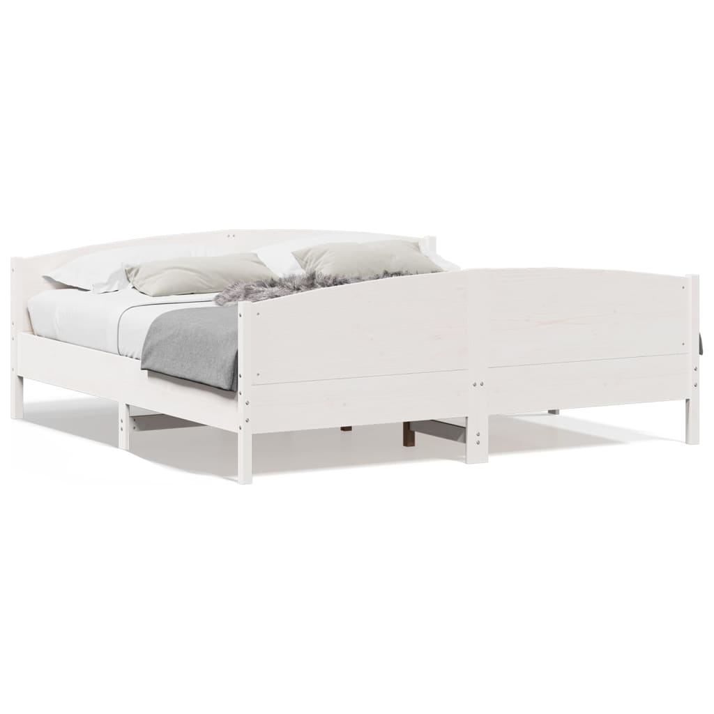 Solid Wood Bed without Mattress White 200x200 cm Pine Wood