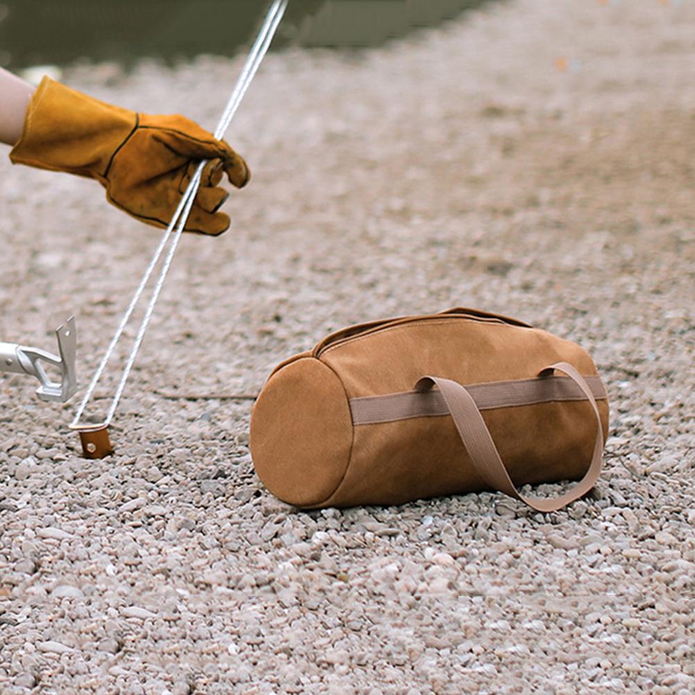 Camping Tools Storage Bag Large Capacity Cylinder Tent Stake Bag Portable Utility Tool Handbag Lightweight for Outdoor Camping