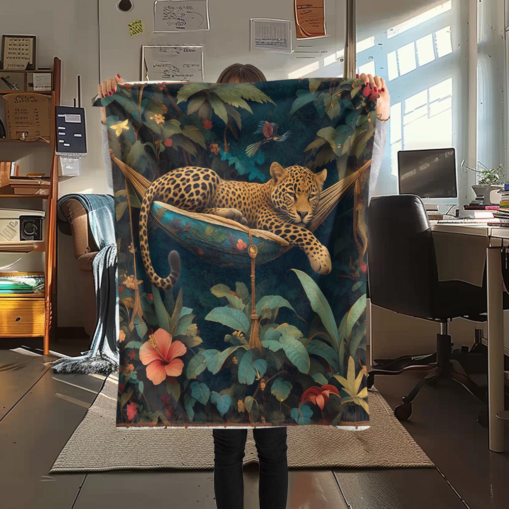 Cute Jaguar Print Flannel Blanket, High quality Comfortable for All Seasons, Home Decor, Warmth and Comfort, Perfect for Christmas Gifts