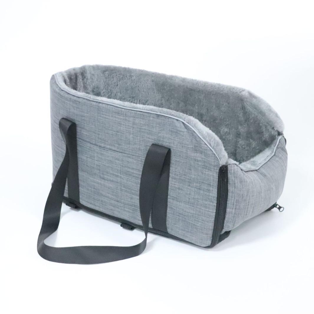 

Portable Pet Car Bed: Plush, Detachable Cat Nest & Dog Console Bag 45x22x25 cm серый