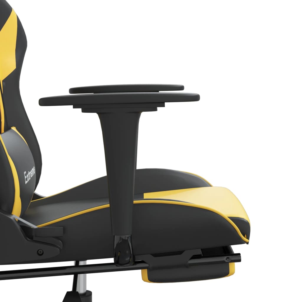 Gaming Chair with Footrest Black and Gold Artificial Leather