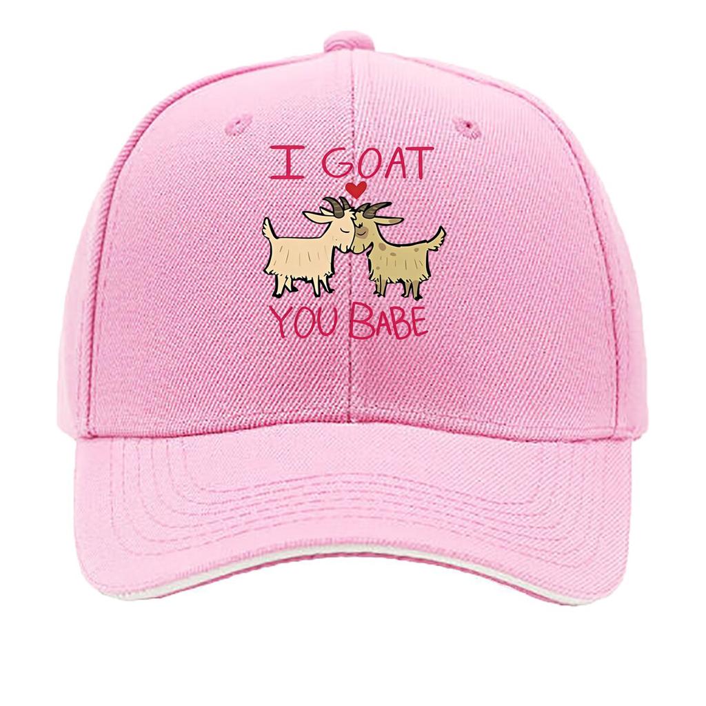 I GOAT YOU BABE VintageStyle Adjustable Baseball Cap with Goat Illustration Washable Blend Perf Sandwich Baseball Cap