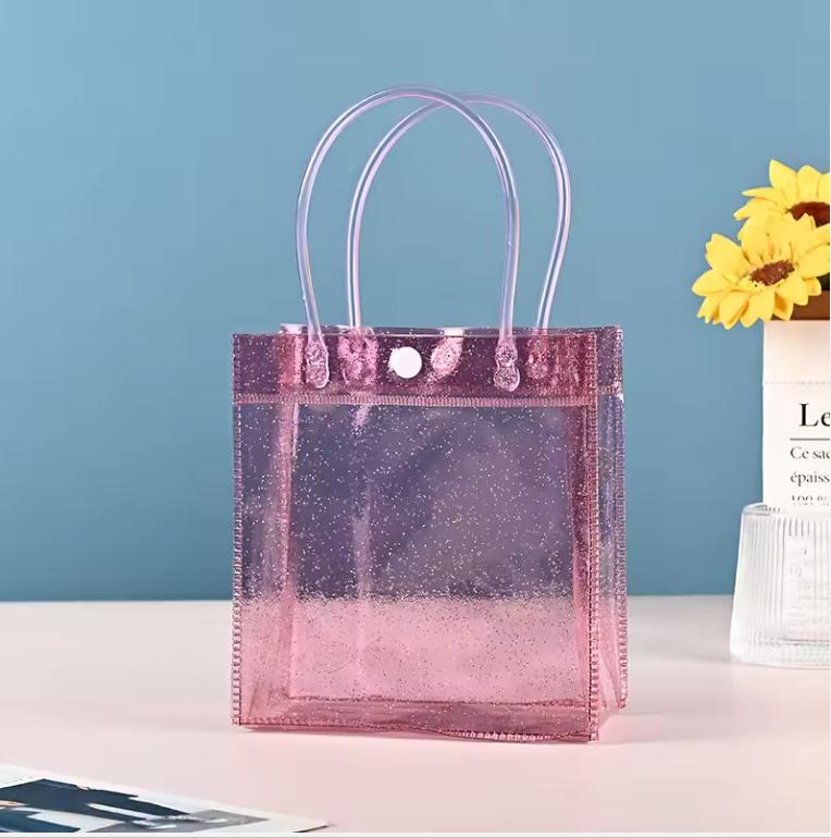 Cute Packaging Bag With Handles Christmas Gift Tote Bag Transparent Pvc Tote Bag Party Favors Bag Candy Apple Packaging Bags
