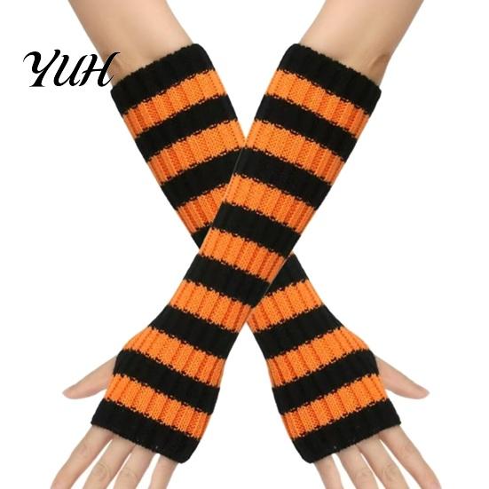 Knitted Arm Warmers for Women Striped Women, Fingerless Sleeves, Soft Comfortable Sleeves Typing Thermal Wrist Autumn Winter, Fashion Accessories