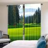 2 piezas - Cortinas con estampado de paisaje de campo de golf   cortinas con ojal para barra   decoración del hogar   decoración de habitación