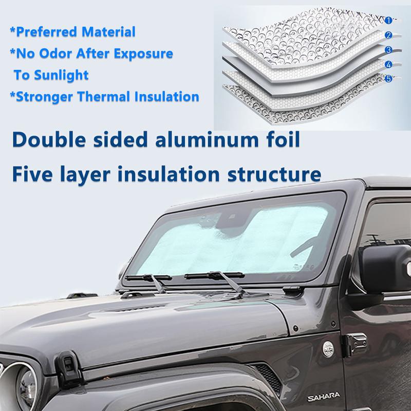 Front Windshield Sun Shade for Jeep Wrangler JL 4xe Gladiator JT 2024-2026 Sun Visor UV Blocker Cover Interior Accessories