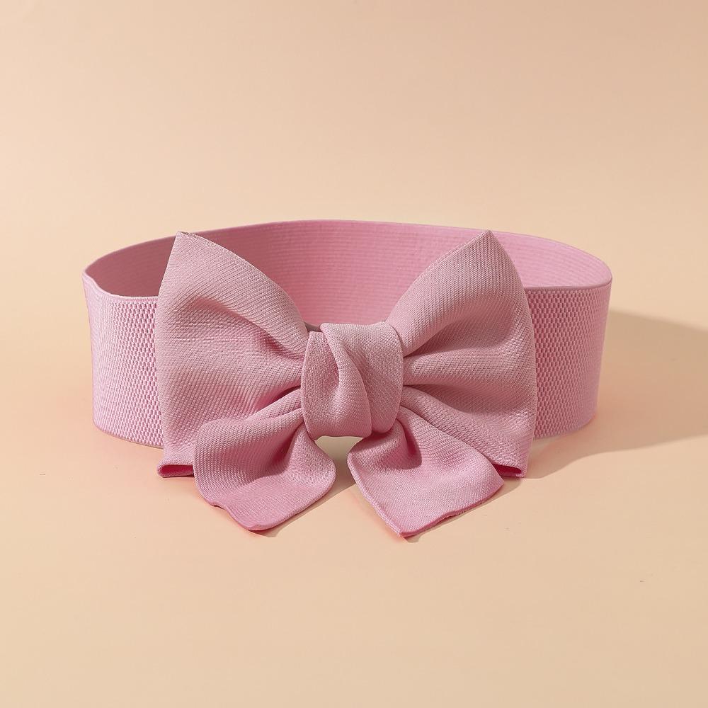 

Elegant Bowknot Waist Straps Solid Color Elastic Waist Belt Wide Adjustable Dress Belt For Dress Decorate Clothes Accessories рожевий