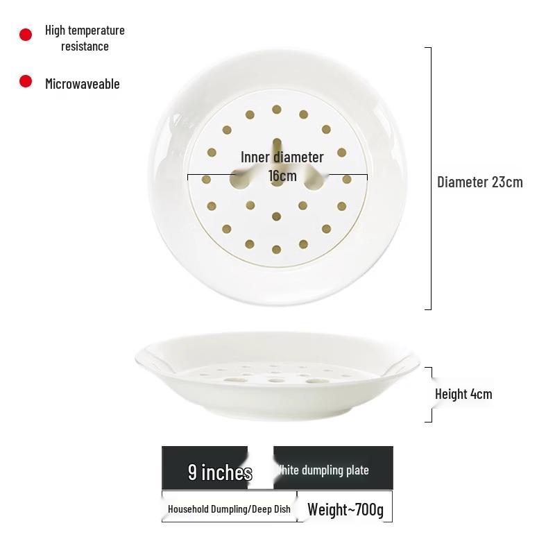White Bone Porcelain Double-Layer Dumpling Plate