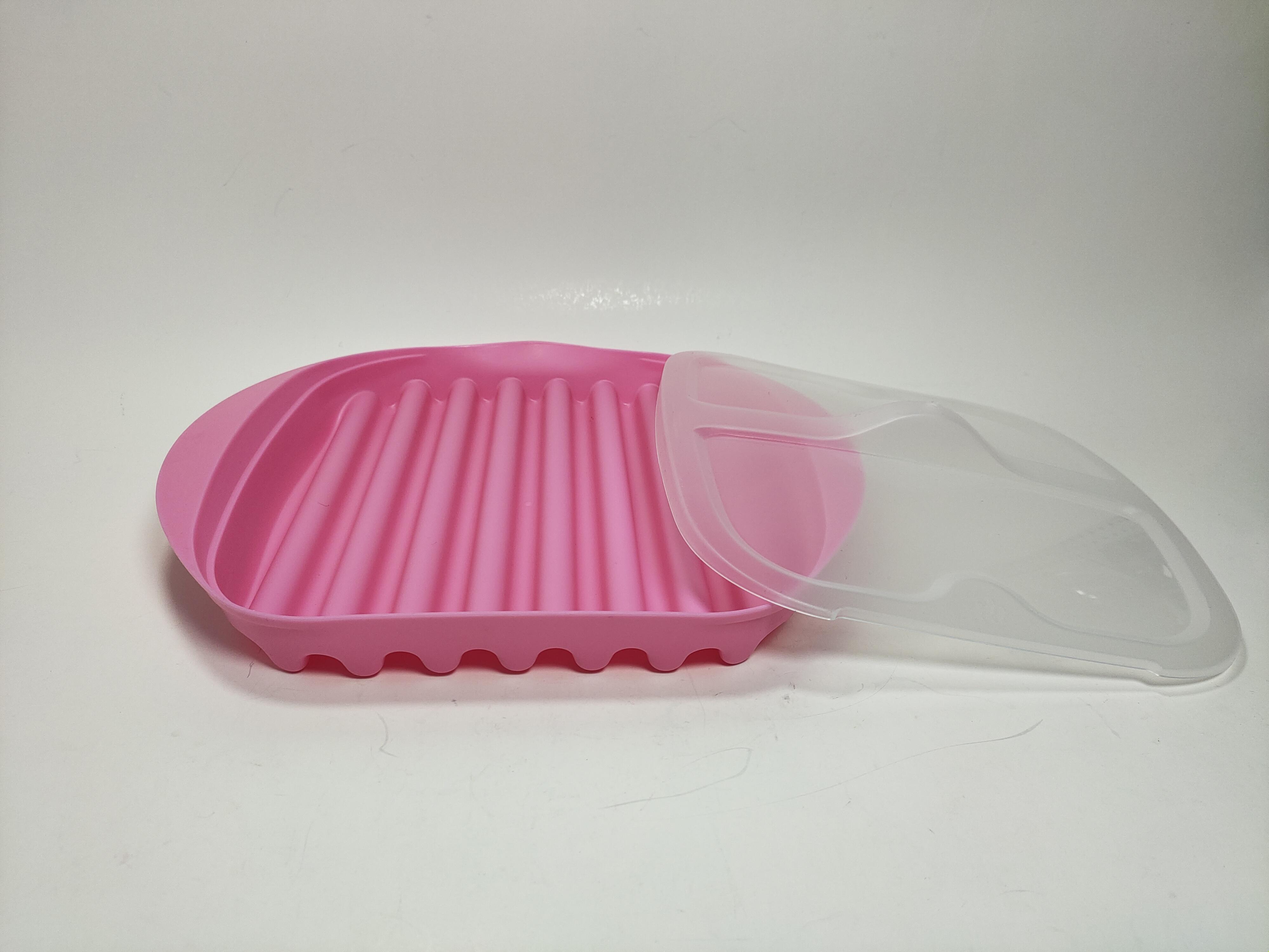 

Microwave Bacon Maker Cookers Tray With Splatter Lid BPA-Free Grill Pizza Tray Design Food Grade Kitchen Baking Bacon Mold Tools розовый
