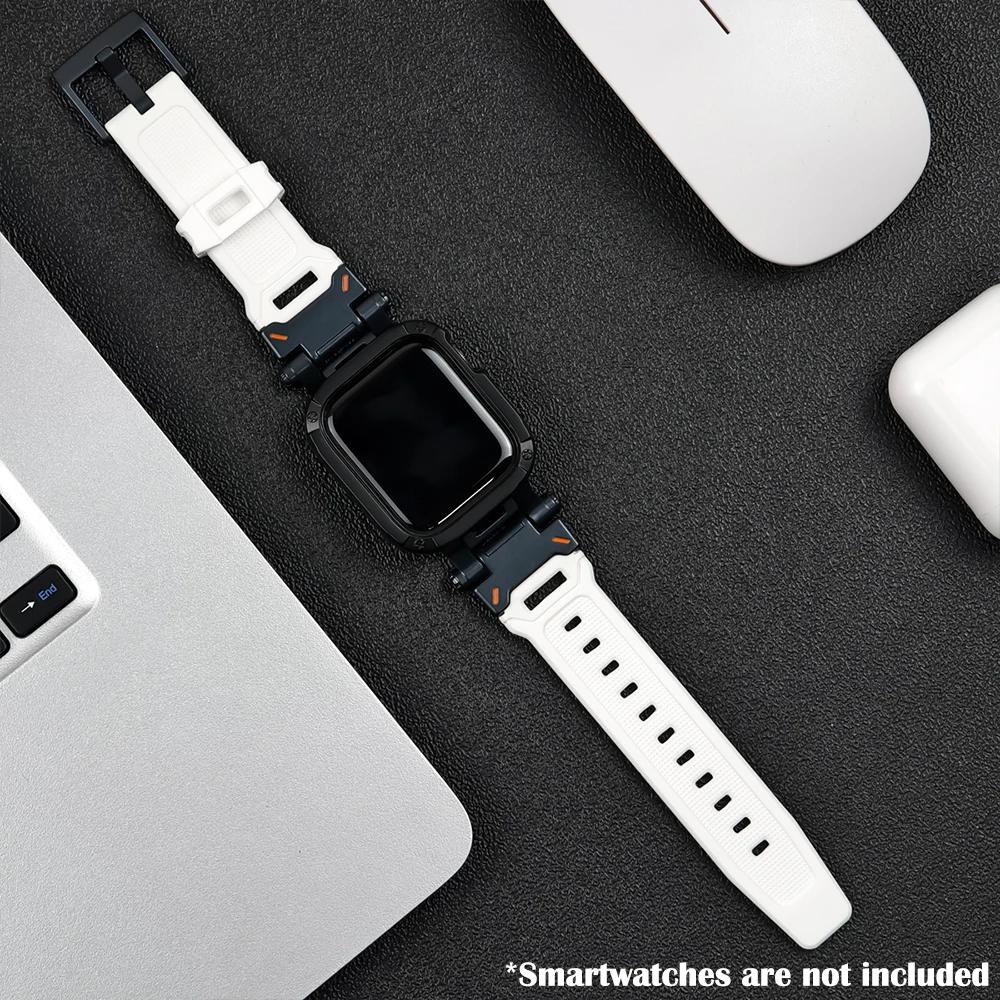 Silicone Band+Case for Apple Watch Ultra2 Strap 49mm 41mm 45mm 40mm 44mm TPU Cover+Sport Bracelet Series 9 8 7 6 SE 5 Wristband