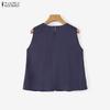 ZANZEA Women Casual Round Neck Summer Sleeveless Tank Tops