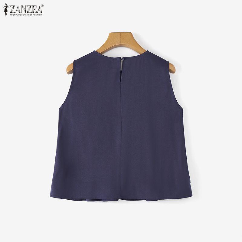 ZANZEA Women Casual Round Neck Summer Sleeveless Tank Tops
