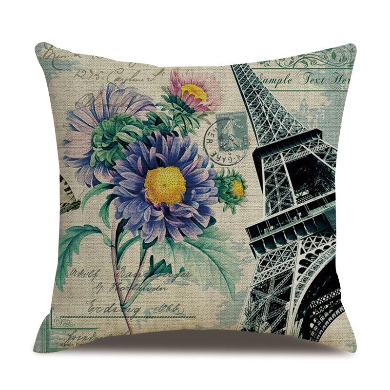Linen Pillowcase American Rustic Rose Sofa Cushion Cover Retro Style Car Home Soft Decoration