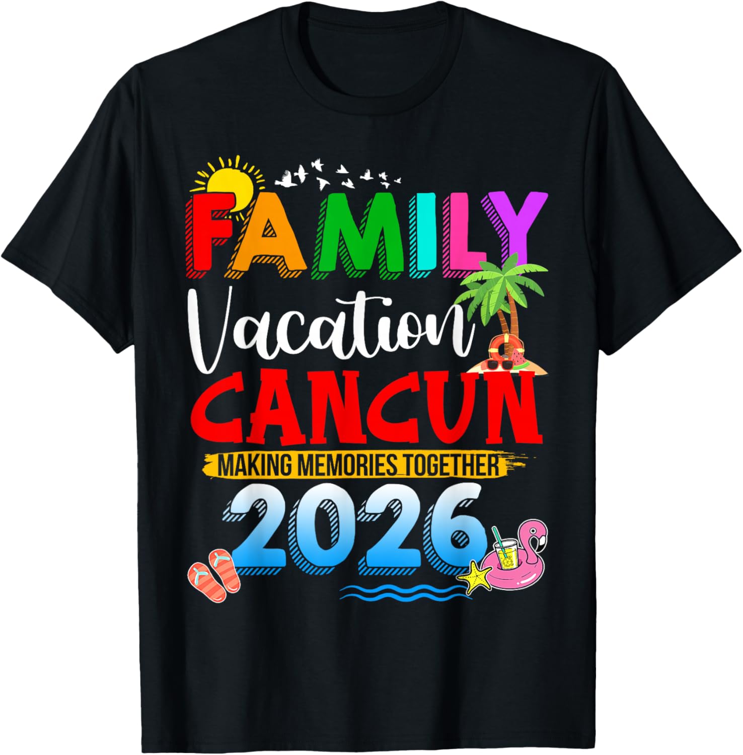 Funny Family Vacation Cancun 2026 Matching Group Summer Trip T-Shirt S