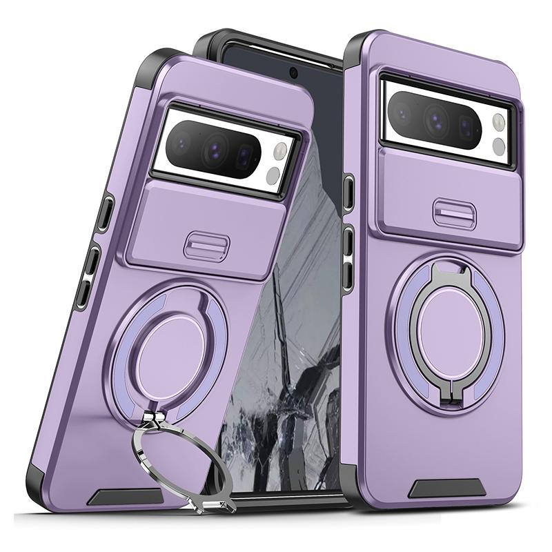 Magnetic Phone Case For Google Pixel 9A 9 Pro XL Rotating Folding Bracket Cover For Pixel 8A 7 8 Pro Slide Camera Protect Cover