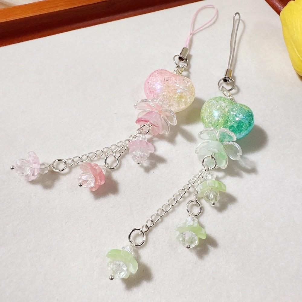 Chubby Heart-shaped Flower Guben Chain Keychain Floral Mobile Phone Pendant New Guben Pendant