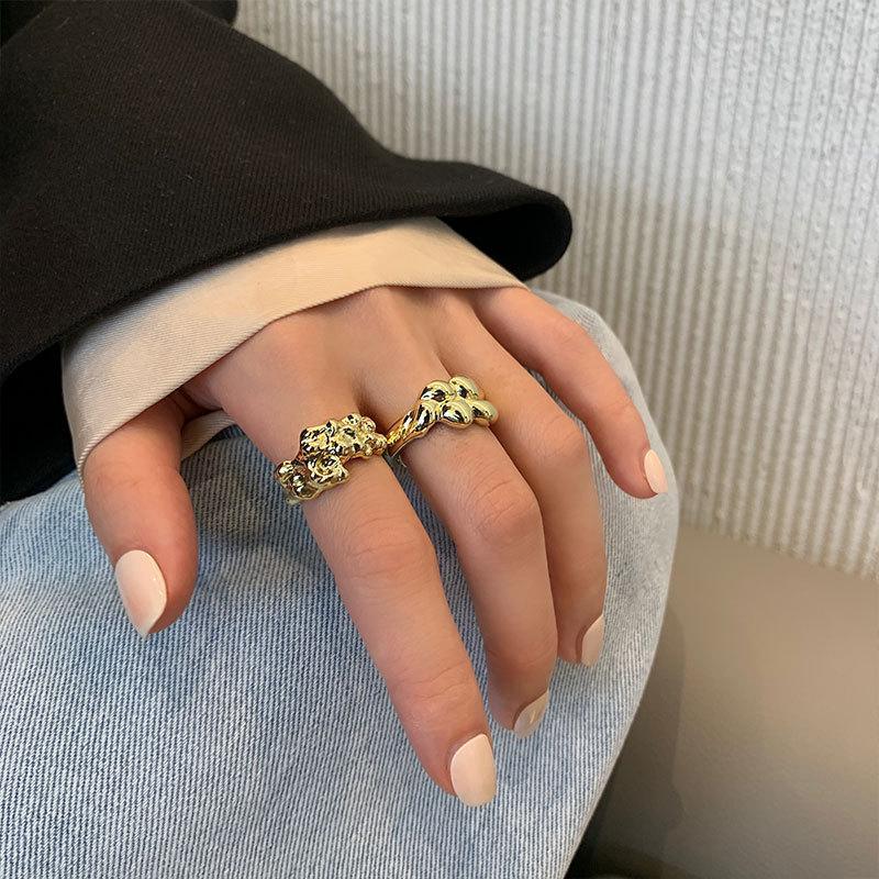 Gold White Versatile Plated Ring With Contemporary Geometric Shape For Elegant Women