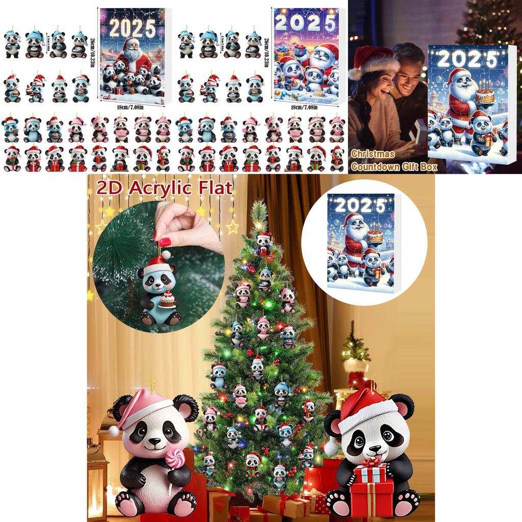 Christmas Panda Countdown Calendar With Acrylic Components For Holiday Decor Gift For Kids