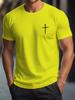 Men's Summer 100% Cotton Fashionable Casual Loose Large Size Faith Cross Printed Round Neck Short Sleeve T-shirt Top