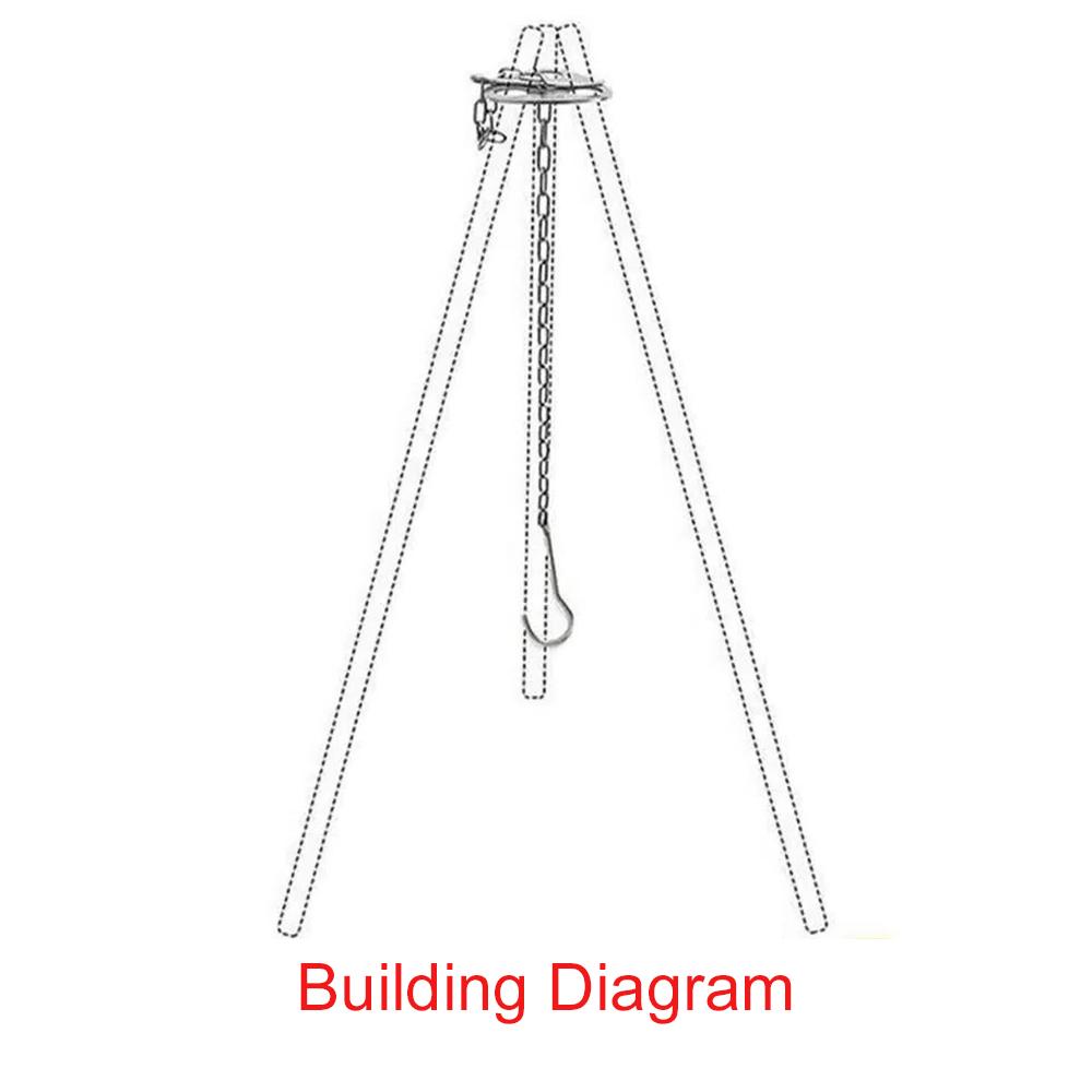 1Pc Portable Camping Gear and Equipment Detachable Outdoor Barbecue Tripod Hanging Rack Campfire Cooking Accessories Set