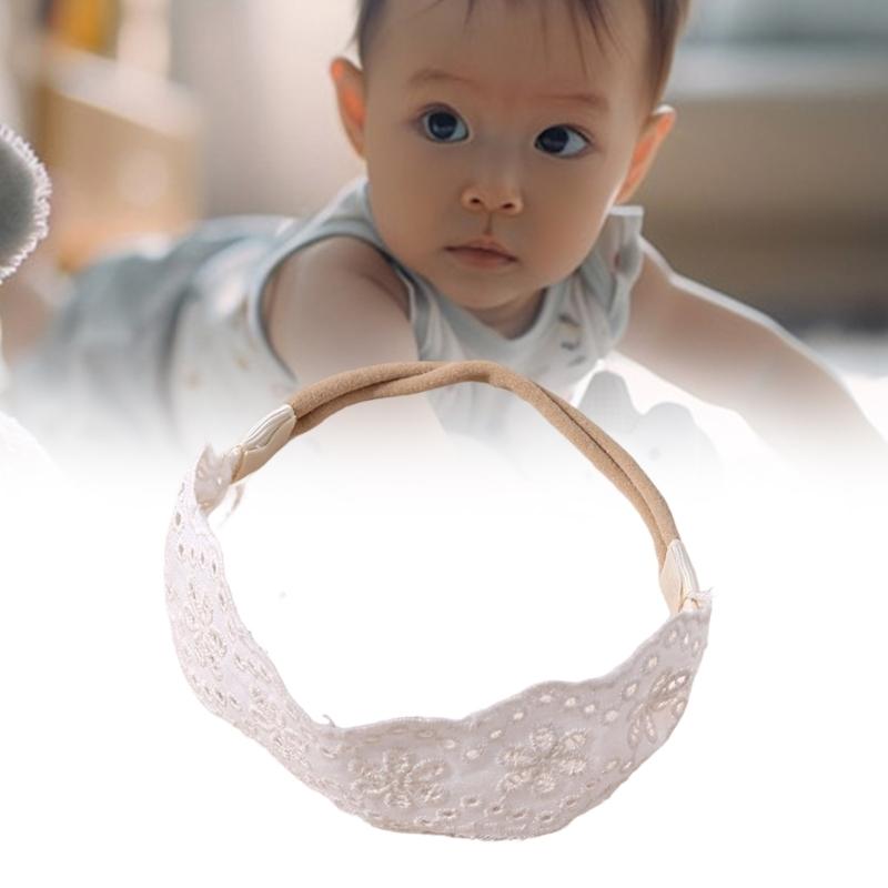 Delicate Embroidered Infant Headband White Lace Design Comfortable Hair Decoration for Photography Parties Daily Use