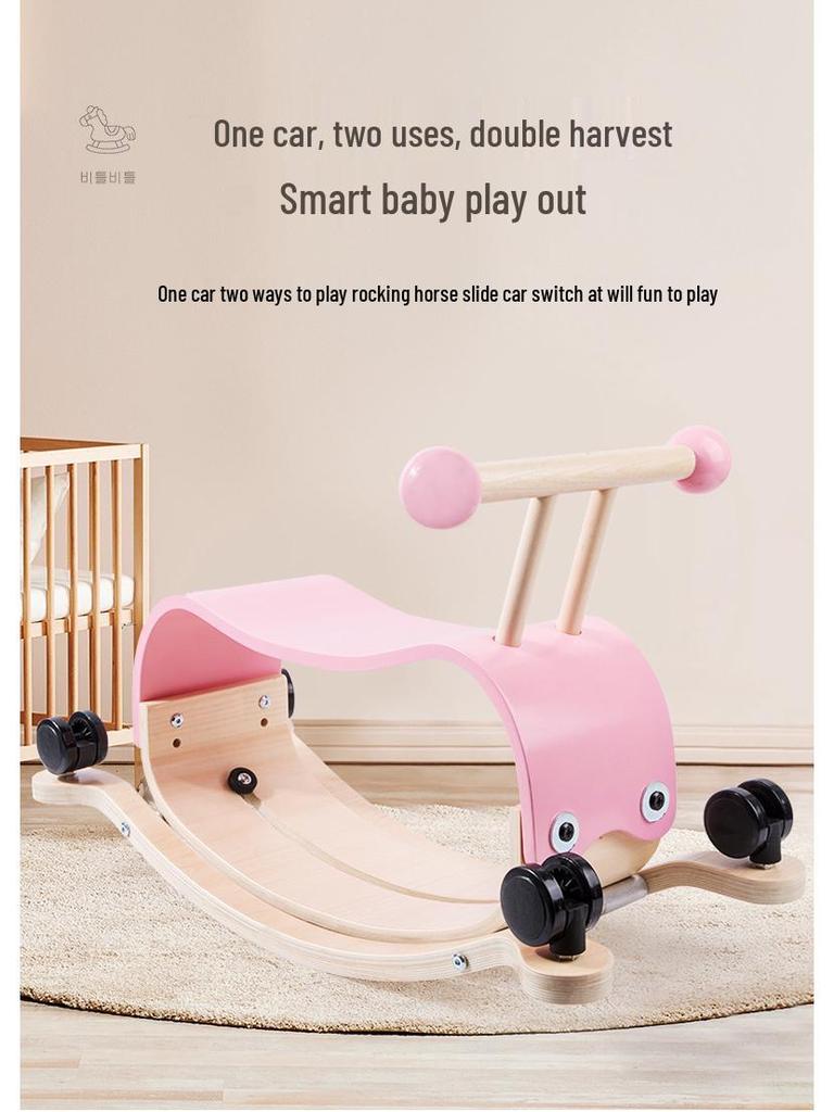 2-in-1 Wooden Rocking Horse & Stroller for Toddlers - Ideal Birthday Gift for Ages 1+