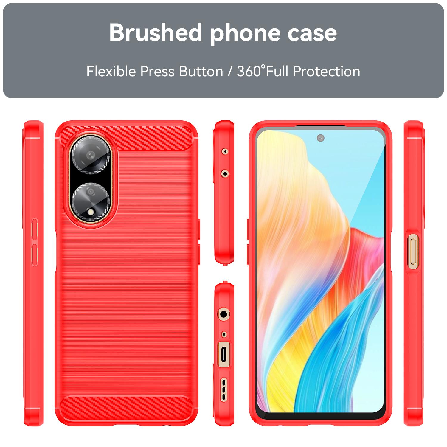 

For Oppo A1 5G/A98 5G/F23 5G Soft TPU Phone Case Carbon Fiber Texture Brushed Phone Cover Blue