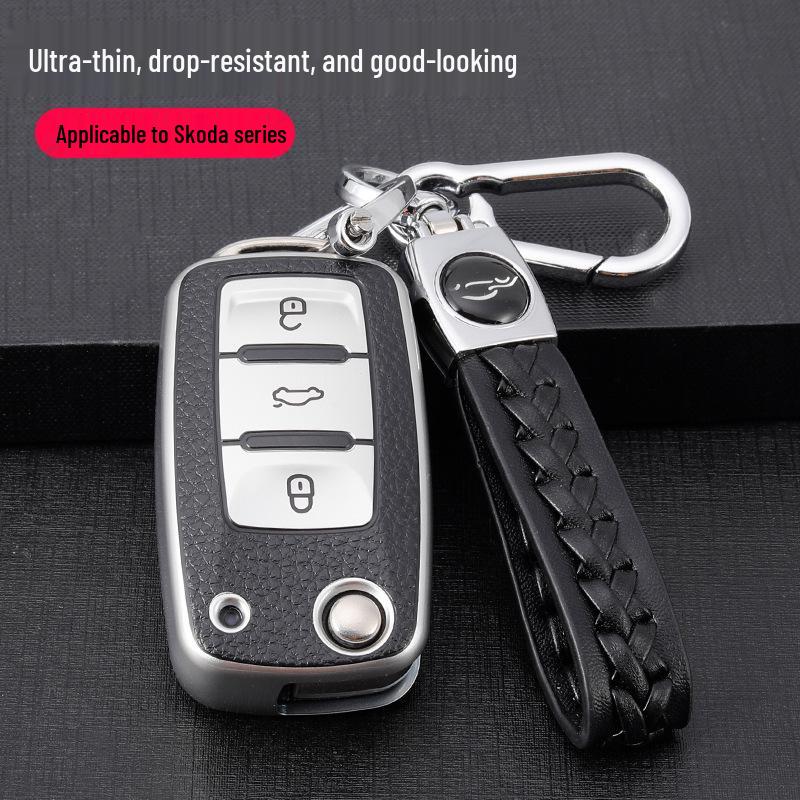 Skoda Key Case for Octavia, Superb, Rapid, Spaceback, Hao Rui, Fabia, Kamiq, Yeti. Car Bag & Buckle Set.