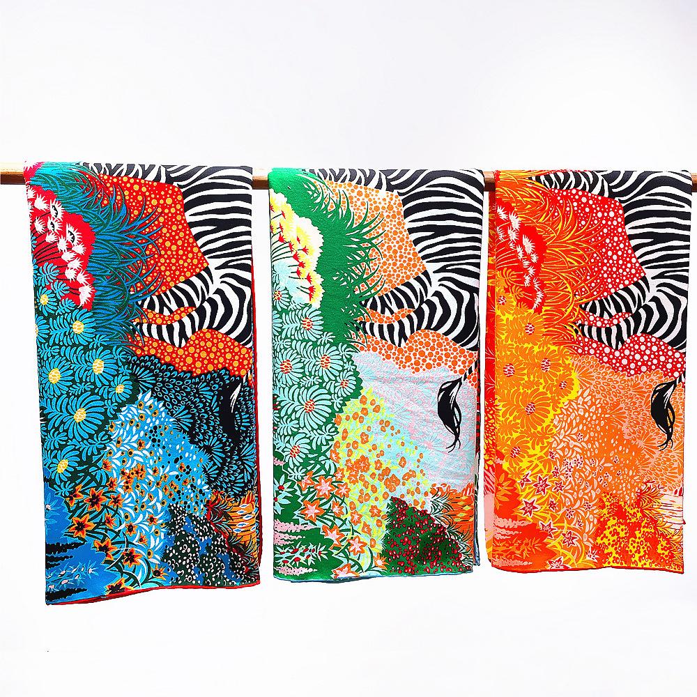 130Cm Silk Cashmere Scarf Women Hand Rolled Shawl Forest Zebra Print Square Scarves Wraps Lady Bandana Big Hijab Female Foulards