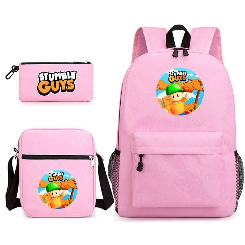 Large Capacity Schoolbag with Shoulder Strap; Student Three-piece Pencil Case Set