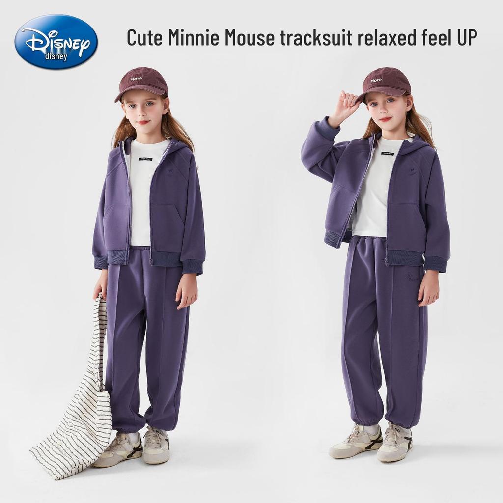 Autumn 2025 Minnie Girls' Tracksuit: Cute Hooded Jacket & Cuffed Sweatpants