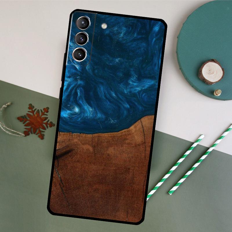 Wood Resin Pattern Phone Case For Samsung Galaxy S25 S20 S21 S22 S23 S24 S26 Ultra S10 Plus S25 FE Back Cover
