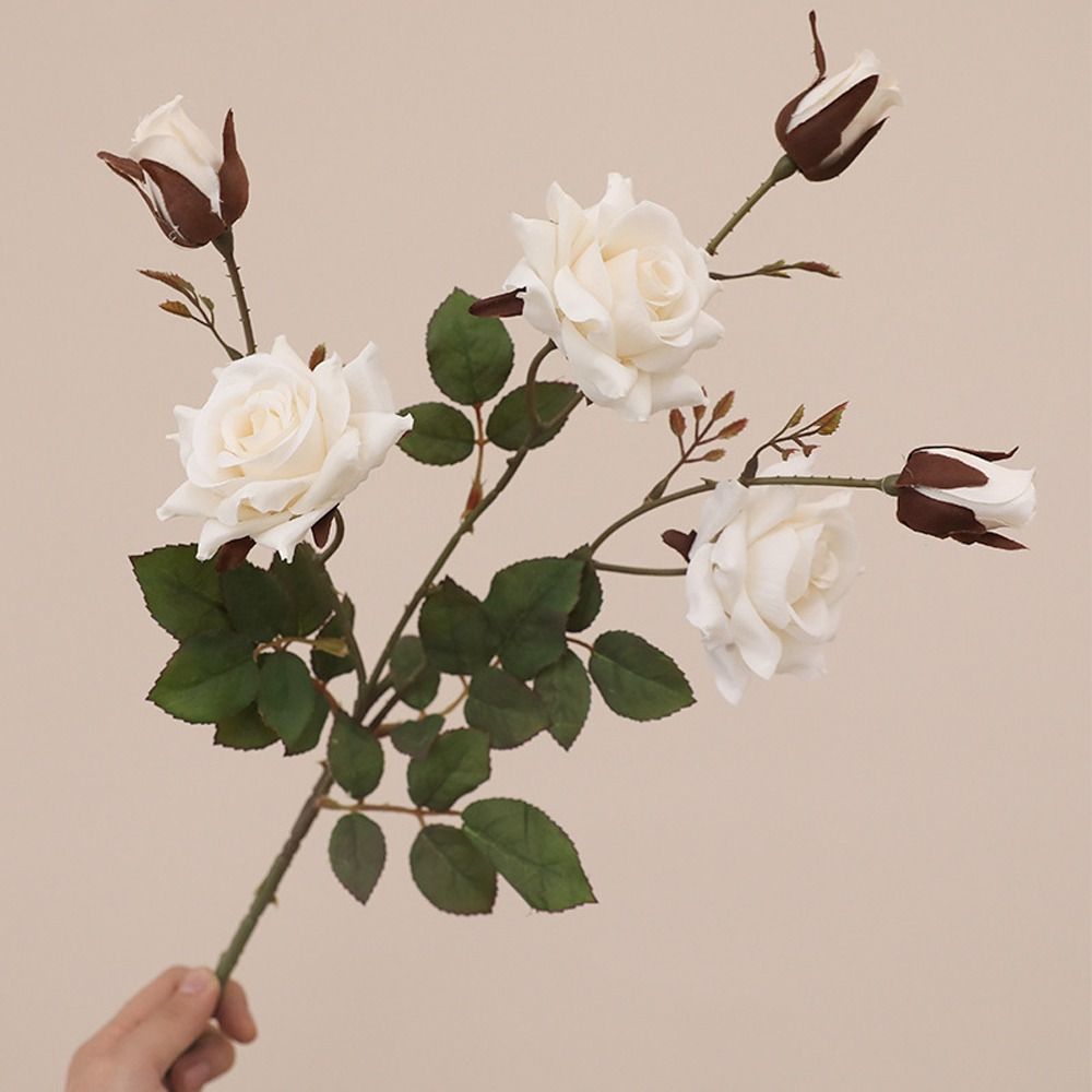Retro Simulation Rose Flower Luxury Fake Flowers Artificial Rose Branch Wedding Party Decor
