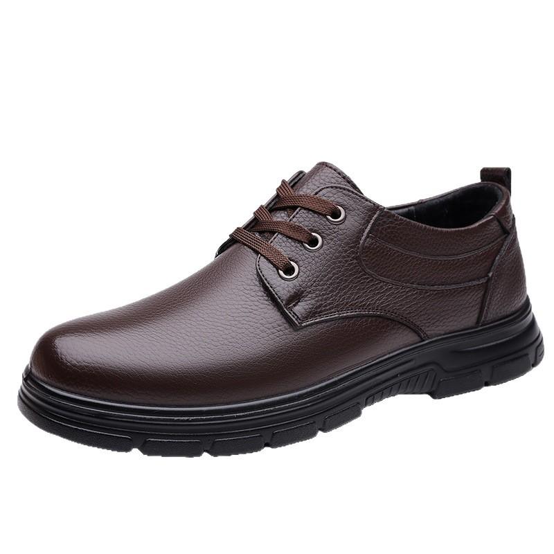 2025 spring business men's shoes casual dress men's leather shoes genuine leather one-pedal lazy leather shoes