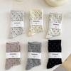 Cream Vintage Polka Dot Mid-Tube Rolled Edge Socks Thin Artistic Summer Socks 5 Pairs Women Spring Socks Korean Women Socks