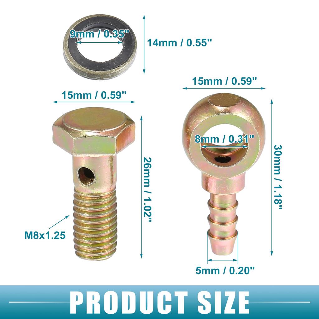 A ABSOPRO Banjo Bolt Cooler Screw Fitting Ball Head Brake Line Fitting Adapter
