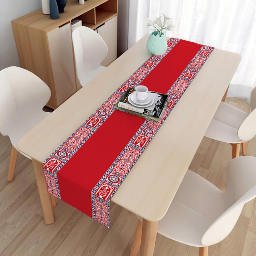 2 Stück Lange Leinen Feiertags Dekorative Tischdecke Staubtuch Platzset