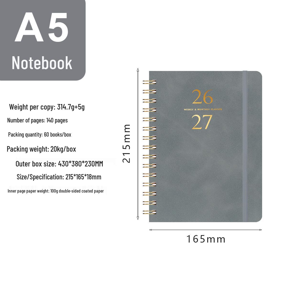 

2027 Cross-border A5 Leather Efficiency Planner Notebook