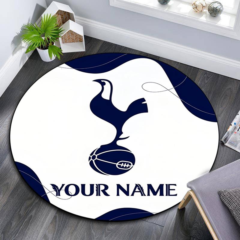 Custom Name,Tottenham Hotspur pattern round rug,Carpet Rug for Living Room Bedroom Playroom ,Non-slip Floor Mat,Holiday Gifts and Birthday Gifts.