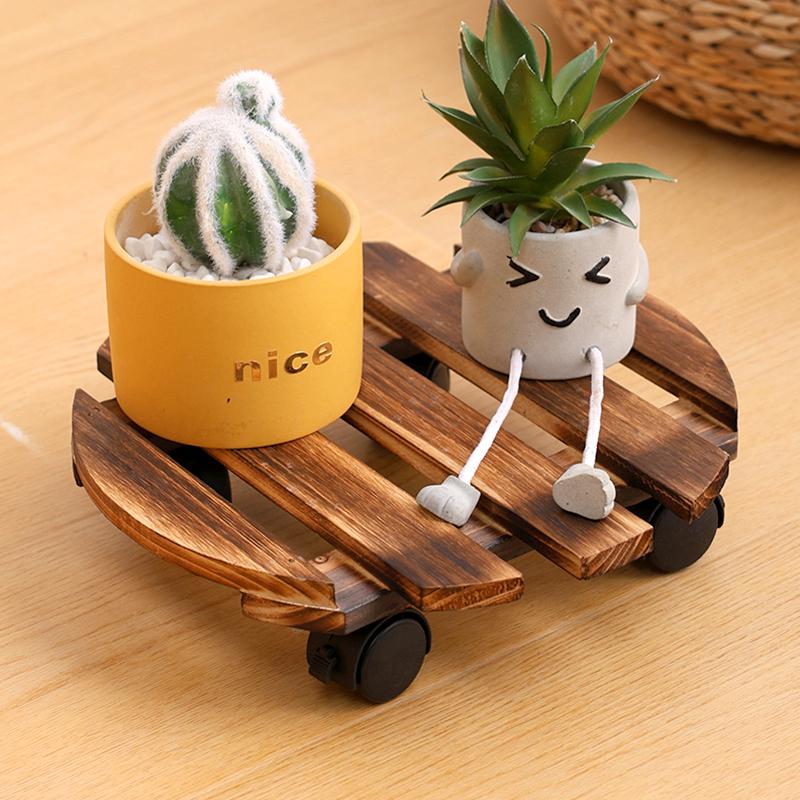1PC Wooden Heavy-Duty Planter Tray Base Movable Square/Round for Indoor/Outdoor Dolly Rollers Cart Plant Rolling Cart