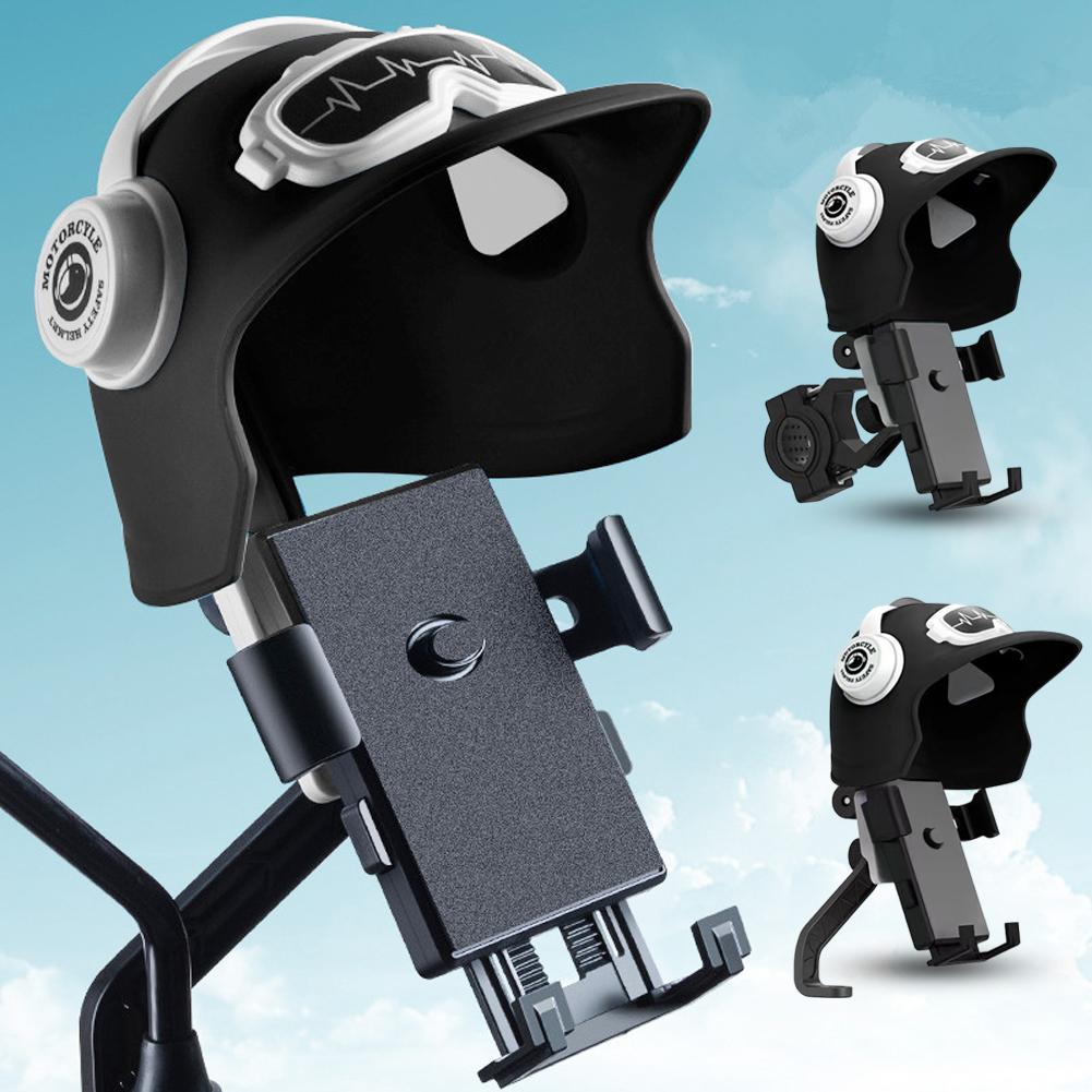 Waterproof Helmet Style Motorcycle Mobile Phone Holder with Sunshade for Electric Bicycle Small Rider Navigation Mount