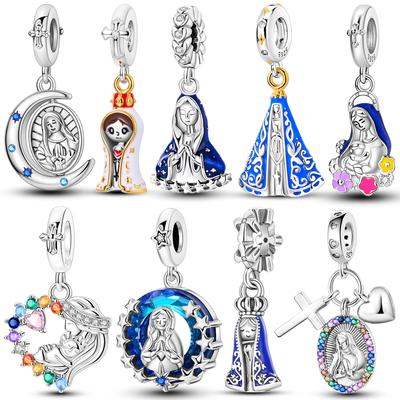 Kupfer Unsere Liebe Frau Charms Perle Die Jungfrau Maria Anhänger Passend für Original Armband Armreif Halskette Anhänger Schmuck Kennzeichnung