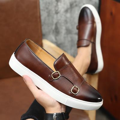 Luxury Designer Men's Slip On Monk Strap Loafter Leisure Leather Shoes Male Comfortable Sneakers Tenis Masculino Zapatos Hombre