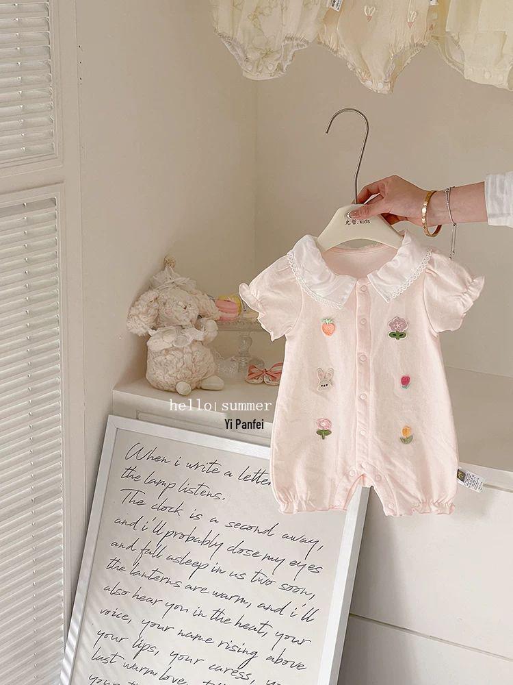 2025 Summer New Baby Girl Short Sleeve Romper - Sweet & Cute Outfit