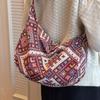Large Capacity Ethnic Style Dumpling Bag for Women Shoulder Bag for Women Canvas Crossbody Bag