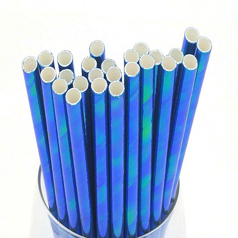 25 buc Paie de Băut de Unică Folosință din Hârtie Colorată, Folie Aurie/Argintie Curcubeu, Decor de Crăciun, Nuntă, Zi de Naștere, Articole de Petrecere