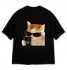 Neutral Style Cool Cat Selfie T Shirt Korean Text Meme Print Short Sleeve O Neck Soft Washable Tops Funny Streetwear