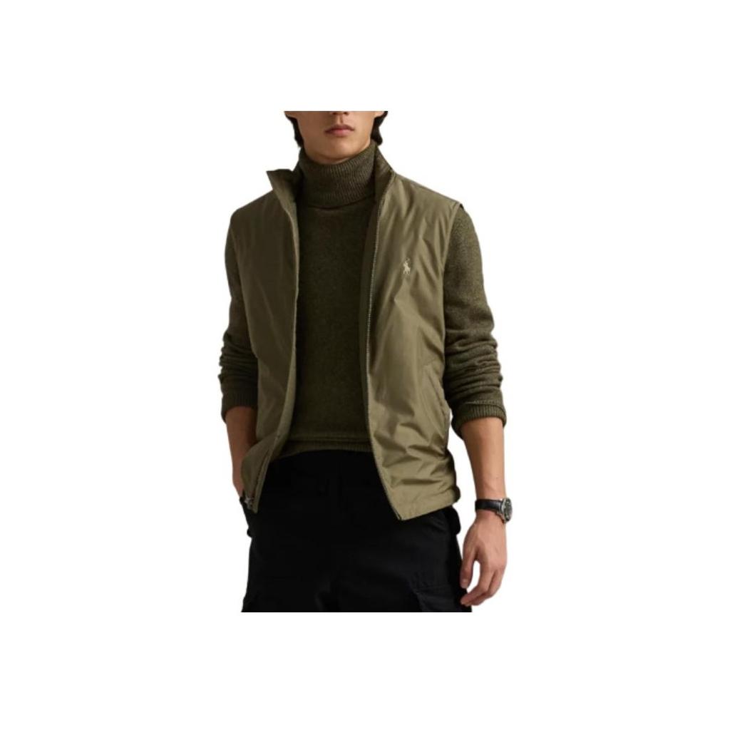 Polo Ralph Lauren Logo Embroidered Stand Collar Zip Sleeveless Vest Men vest Olive 710961832-002