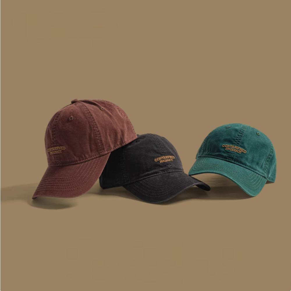 Classic Korean Cotton Baseball Cap for Men Women, Embroidery Letter Plain Vintage, Perfect for Outdoor Daily Wear Streetwear